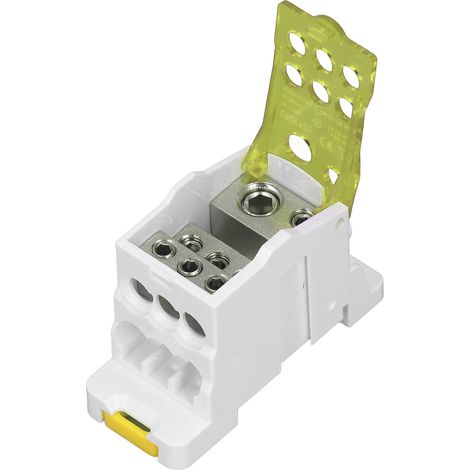 Boîte de jonction électrique 125A 690V pour rail DIN, connecteur jaune pour câbles, bloc de distribution universel. (1/5)