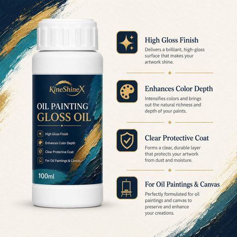 KineShineX Ölgemälde-Firnis 100ml - Hochglänzender, transparenter Schutzfirnis zur Verbesserung der Farbtiefe und Leuchtkraft (1/4)