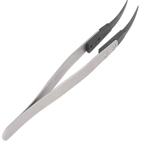 Pince anti-statique sans aimant acier inoxydable précise embout pointu coudé interchangeable BST-7A (1/5)