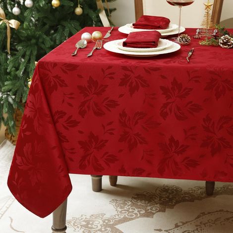 Nappe Jacquard 350x150 cm Rouge lavable pour Noël & Occasions
