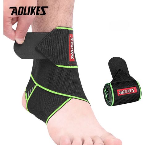 (Vert) Attelle de cheville réglable, en nylon respirant, super élastique et confortable, adaptée au sport. (1/2)