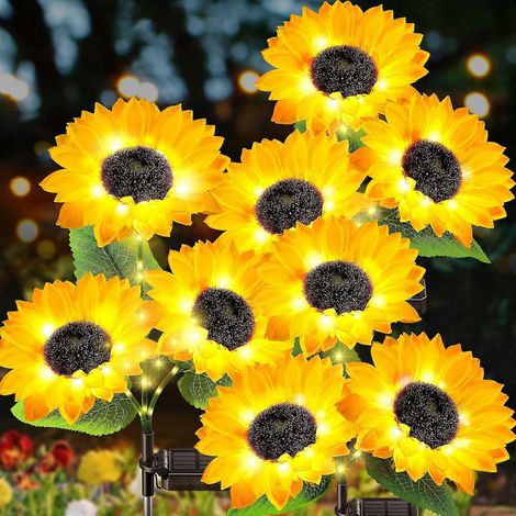 Lampes solaires de jardin : 9 tournesols plus grands et plus lumineux, éclairage extérieur solaire pour la décoration de terrasse et de jardin. (1/5)