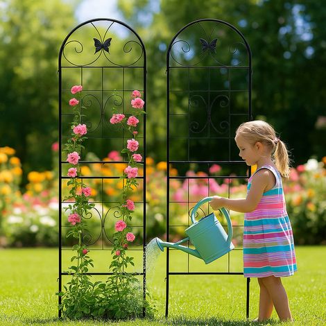 Treillis métallique de jardin, lot de 2 treillis métalliques pour plantes grimpantes, treillis d'intérieur/extérieur pour plantes en pot, plantes d'intérieur, plantes grimpantes, fleurs et légumes, cl (1/5)