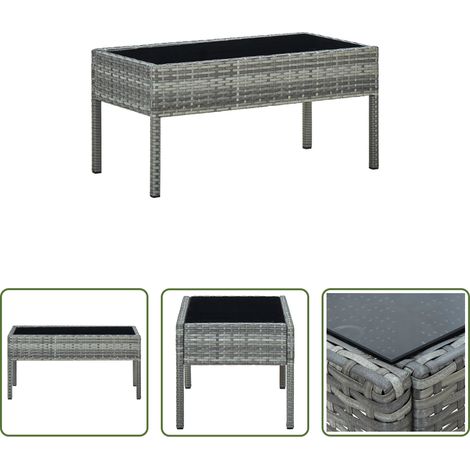Gartentisch Glas - Gartentisch Grau 75x40x37 cm Poly Rattan (1/5)