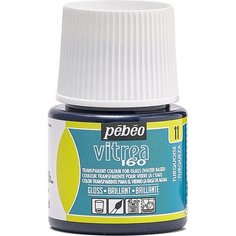 Peinture sur Verre Transparante Vitrea 160°C Bleu Turquoise 45 ML (1/5)
