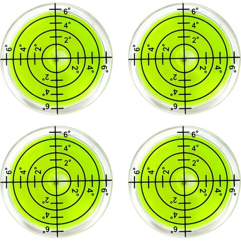 Lot de 4 niveaux à bulle ronds en forme de libellule Ø 32 mm avec bulle d'air Niveau à bulle pour caravane, camping car, caméra, vidéoprojecteur, cadre photo et plus encore