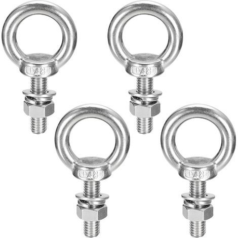 Boulon M8, 4 Pcs Piton à Visser M8 x 30 mm, Anneau de Levage, Boulons à Oeil, Anneau a Visser, Vis à Anneau de Levage en Acier Inoxydable 304 avec Filetage pour Fixation et Suspension (1/5)