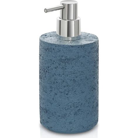 Dispenser sapone da appoggio turchese cobalto in resina effetto pietra Matera (1/4)