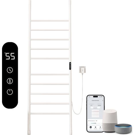 Seche Serviette Electrique, Seche Serviette sur Pied de Type échelle, Chauffe Serviette Salle de Bain, Warm Towel, Porte-Serviettes électrique, avec Minuterie (1/5)