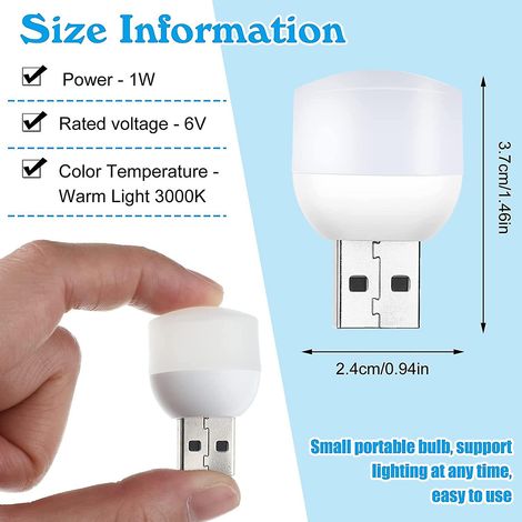Lot de 16 mini veilleuses LED USB à brancher, veilleuse portable pour la maison, lumière d'ambiance USB (1/3)