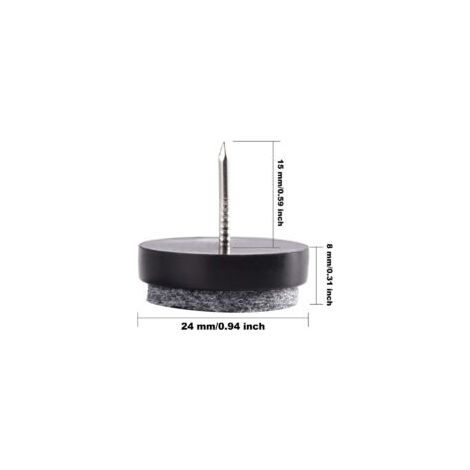 50 almohadillas para sillas con clavos, 24 mm, de fieltro, para proteger las patas de los muebles, color negro - Crezuo