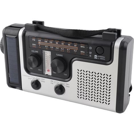 Radio LED manivelle solaire dynamo AM FM SW avec lampe torche portable survie plein air camping (1/5)