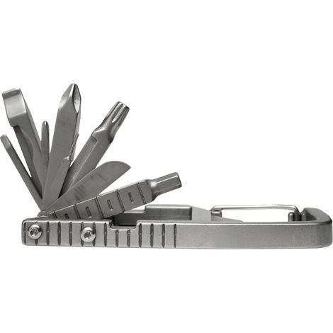 Mosquetón multifuncional 12 en 1, kit de herramientas plegable, llavero multifuncional, destornillador, abrebotellas, ideal para acampar, hacer senderismo y uso diario.