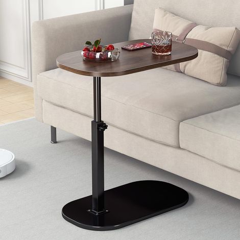 Table d'Appoint en Forme de C Hauteur Réglable, Coulissante 360° Pivotante pour Canapé, Lit, Baignoire - Petit Café Moderne (A) (1/5)
