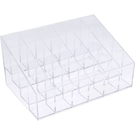 Porte-rouge à lèvres de bureau trapézoïdal transparent à 24 compartiments (1/5)