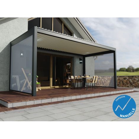Store Latéral Zippé 3m Anthracite Pour Pergola Bioclimatique Adossée O ORIAL Made in France (1/4)