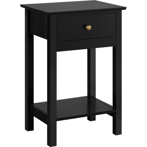 Yaheetech Set 2 Tavolini Lati Comodini da Camera da Letto Moderni 40 x 30 x 61 cm con Cassetto in Legno e MDF Tavolini D'Appoggio Laterale da Divano Salotto Nero