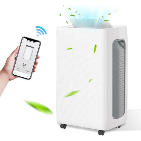 Jiubiaz Deshumidificador 26L/día, deshumidificador de aire 4,5L, purificador de aire, pantalla LED, temporizador 24H (1/5)