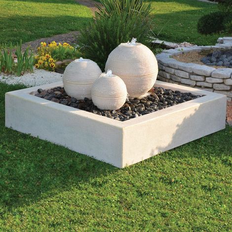 Gioco d'acqua Sfere Nettuno con led - cm. 120x120x h62 Bianco Marmo