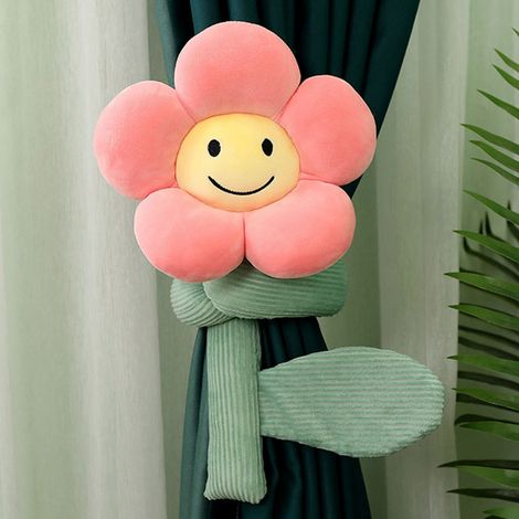 Pinces à rideaux en forme de fleurs douces, jolies décorations de tournesols, fleurs artificielles flexibles, fleurs souriantes, peluches, cadeaux, pinces à rideaux en forme de fleurs rose foncé, envi (1/5)