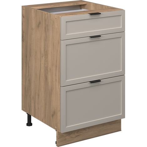Mobiletto base per cucina Fame-Line, GrigioBeige, 50 cm senza piano di lavoro, Vicco