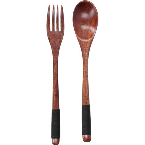 Ensemble de couverts style japonais - Cuillère, fourchette et cuillère à soupe en bois - Ustensiles de cuisine (1/5)