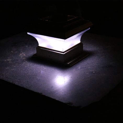 Solar Post Light - 14.5 x 14.5 x 13 cm - Warm White & White LED - Light-Controlled Auto On/Off - For Fence Deck Patio Garden - 1 Piece (1/5)