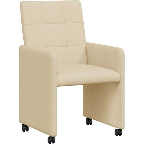 Dining Chairs with Wheels 2 pcs Cream 58 x 65 x 94 cm Fabric vidaXL