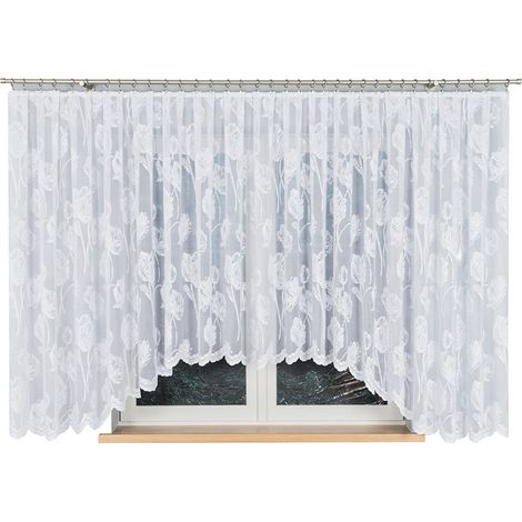 Sonia - Rideau jacquard prêt à poser avec fente en bas - 550 x 160 cm - blanc (1/5)