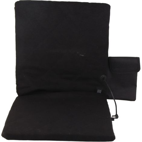 Coussin chauffant électrique pliable pour siège de stade, avec dossier, idéal pour le camping, la pêche et la chasse (noir).