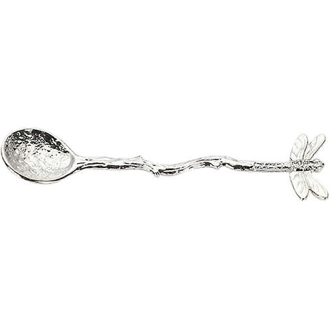 Cuillère à café vintage effet martelé en alliage de zinc, motif libellule, étoile et branche, cuillère à glace pour la cuisine IOCSilverA (1/5)