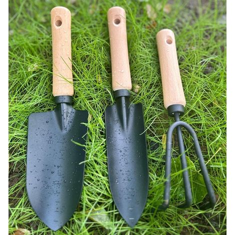 Ensemble de 3 outils de jardinage outils de jardinage à main, ensemble de trois outils de jardinage lourds outils de jardinage en acier inoxydable, cadeau de jardinage idéal pour les hommes et les fem (1/3)