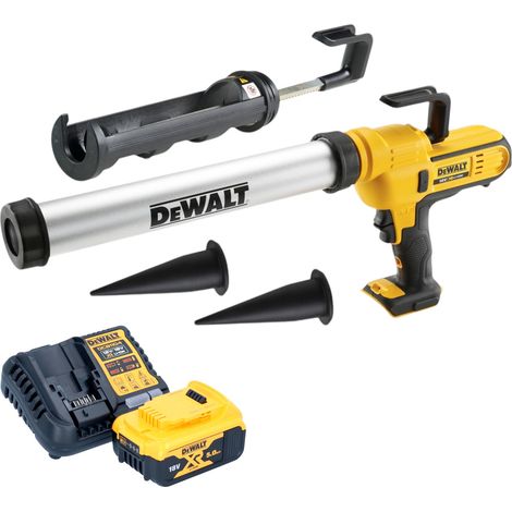 Pistola de cartuchos sin cable DeWalt DCE 581 P1K 18 V 310 ml + 1x batería recargable 5,0 Ah + cargador + maletín