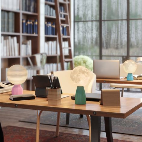 Set di 3 lampade da comodino 3D con 3 colori, 10 livelli di luminosità regolabili, connessione USB, colore bianco.