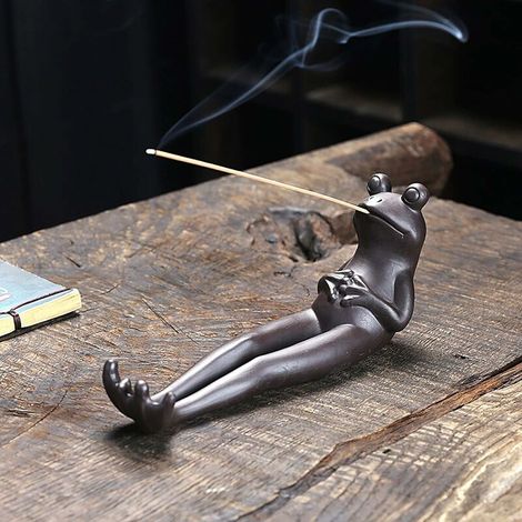 Brûle-encens en Céramique, Céramique de Receveur de Cendres, Porte-bâton d'encens Grenouille, Support à Encen Bâtons en Forme