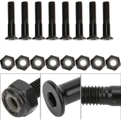 Écrou de Skateboard Noir 25mm en Alliage d'Aluminium Professionnel MS3301-8 (1/5)