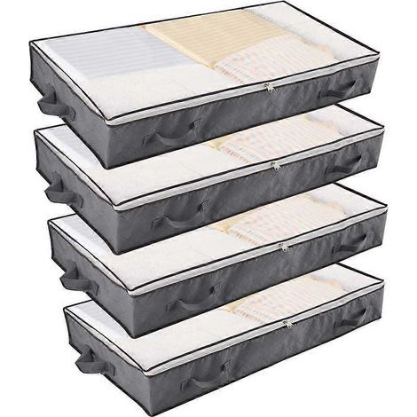 Sacs de rangement sous le lit, rangement pliable pour armoire, avec fermetures éclair et poignées renforcées (1/4)