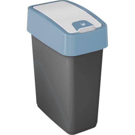1 Poubelle à couvercle poussoir, 10l, PP/TPE, bleu, pour cuisine ou salle de bain