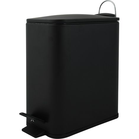 Pattumiera bagno 5 Lt in acciaio nero opaco con apertura a pedale Rexa (1/4)