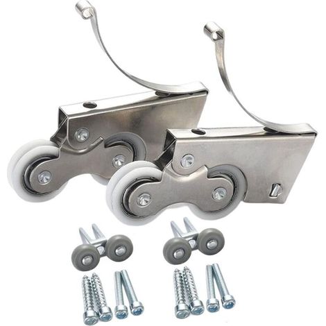 Lot de 2 Poulie silencieuse en acier inoxydable/alliage de titane à deux roulettes pour porte de garde-robe coulissante