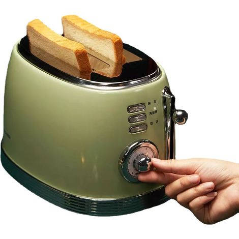 Grille-pain 2 tranches avec tiroir ramasse-miettes amovible, fentes extra larges, arrêt automatique, acier inoxydable, pour sandwichs et gaufres (1/5)