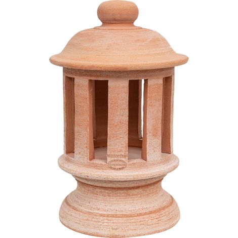 Terracotta lantern 100% made in Italy, handmade. Candle holder for the house and the garden, final for columns L26XPR26XH45 CM