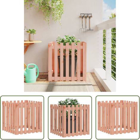 The Living Store Pflanzkübel Lattenzaun-Design 70x70x70 cm Massivholz Douglasie - Holzpflanze - Holzkübel - Blumenerde - Gartendekoration - Balkonpflanzen (1/5)