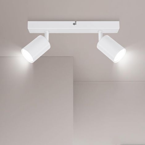 GU10-Deckeneinbaustrahler – 2 verstellbare Strahler – Weißer Stahl – Verstellbare Innenbeleuchtung – Wohnzimmer, Küche, Büro (1/5)