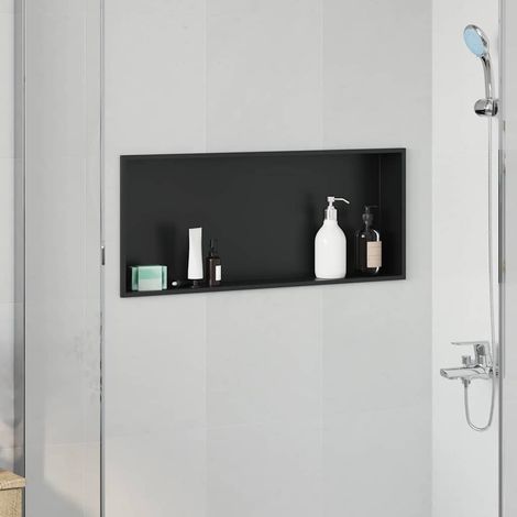 Duschnische Schwarz 75 x 30 x 9,5 cm Edelstahl