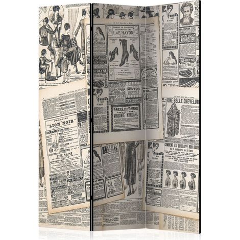Paravent 3 Volets "Vintage Newspapers" 135x172cm (1/2)