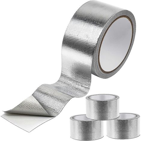 Ruban adhésif résistant à la chaleur de 5 cm x 10 m (2 po x 32,8 pi) avec support en fibre de verre et feuille d'aluminium pour tuyau d'admission, compartiment moteur, etc. - 4 rouleaux (1/5)