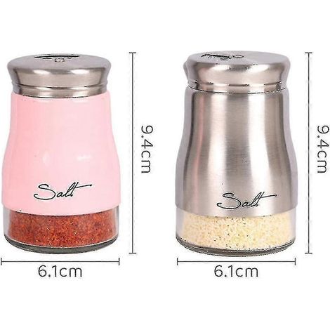 Ensemble de salière et poivrière, Décoration de cuisine, Ensemble de salière et poivrière en verre, Jolie salière - 26-silver pink (1/4)