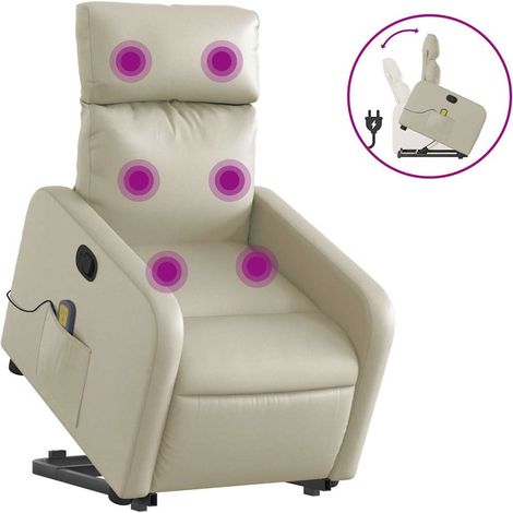 Maison Exclusive - Massagesessel mit Aufstehhilfe Creme Kunstlede