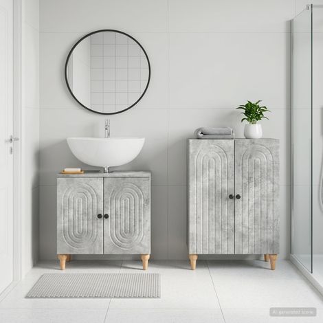 Beyamis Ensemble de 2 meubles de salle de bain  Gris béton (1/5)